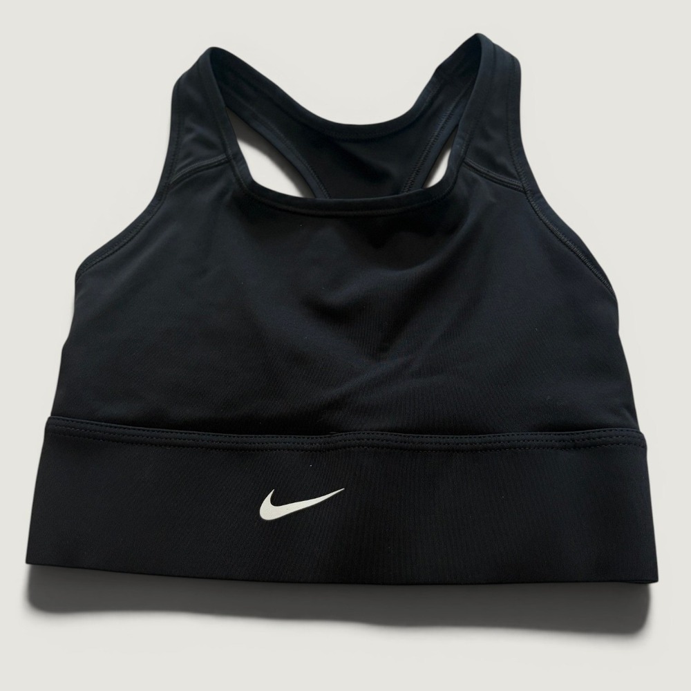 Nike‎ C24496-010 Black Racerback Swoosh Womens Sports Bra Size XS Activewear Gym